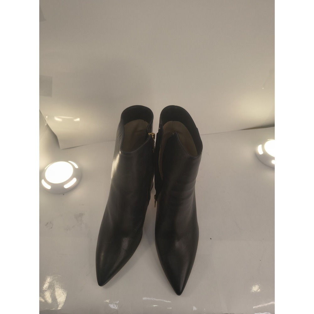 Coach Black Leather Ankle Boots Women 9.5 Pointed Toe Zip Heeled Booties EUC Box - Picture 2 of 7